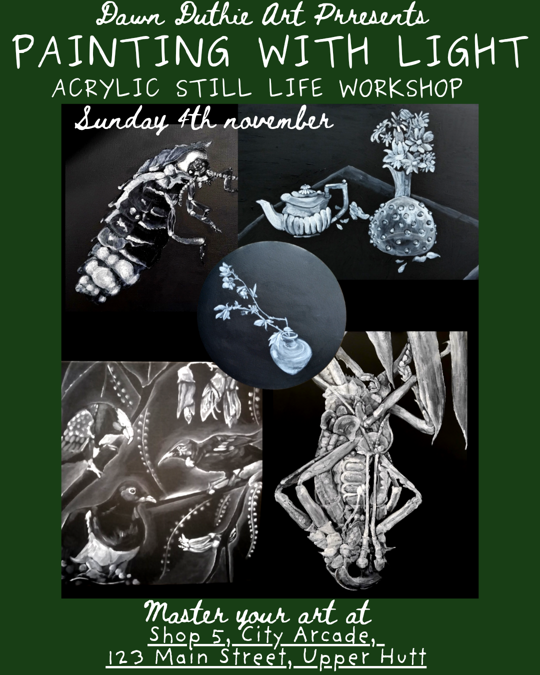 Still Life Acrylic Painting Workshop Upper Hutt | One Day Art Class with Dawn Duthie | November 1st