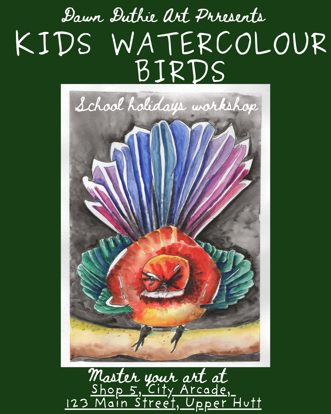 Big Kids (8+) Watercolour Bird Painting Workshop |School Holiday Program |Upper Hutt Art Class