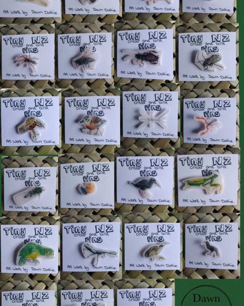 All the Tiny NZ critter and bird pins.