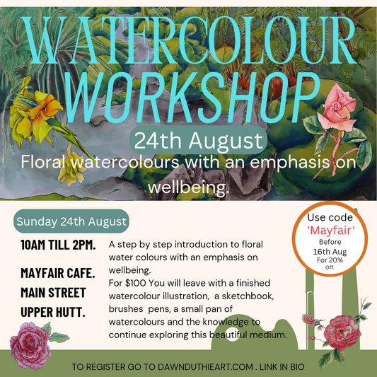 August 24th Watercolour florals for wellbeing workshop