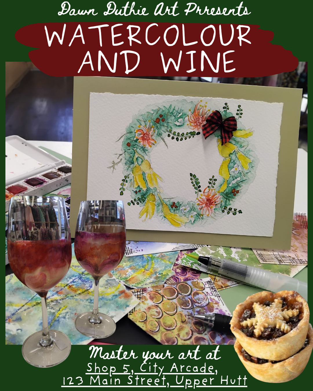 Christmas Watercolour Card Making Workshop & BYO Wine Night | Dawn’s Atelier