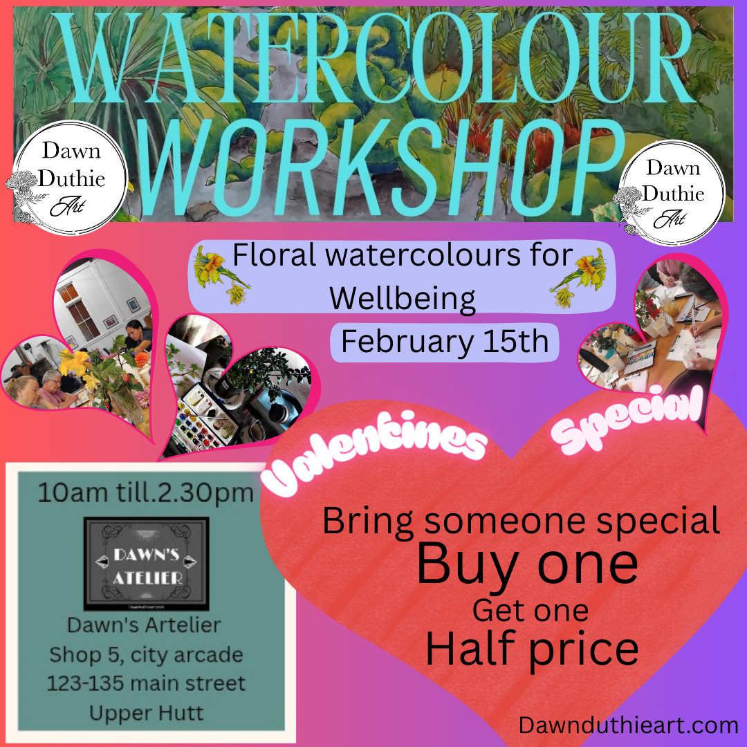 Valentines watercolour for wellbeing workshop