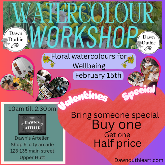 Valentines watercolour for wellbeing workshop
