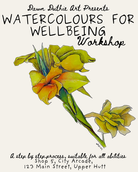 Watercolour Floral Illustration Workshop in Upper Hutt | Relaxing Art & Wellbeing Day at Dawn’s Atelier