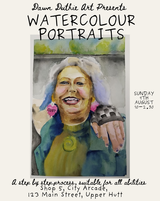Watercolour portrait Workshop in Upper Hutt | Relaxing Art Day at Dawn’s Atelier