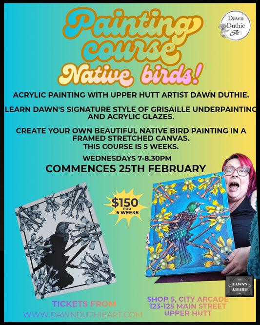 Acrylic painting course: Native birds.