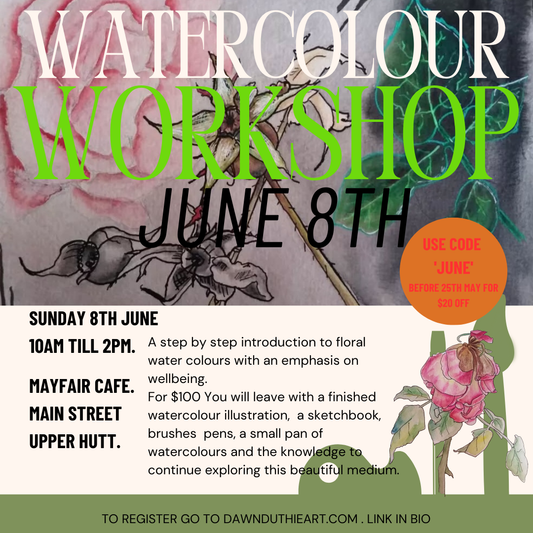 June 8th Watercolour florals for wellbeing workshop