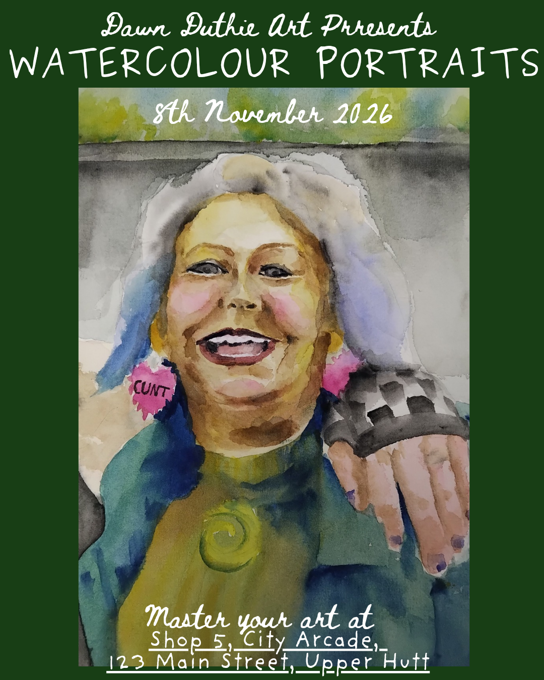Watercolour portrait Workshop in Upper Hutt | Relaxing Art Day at Dawn’s Atelier | 8th November