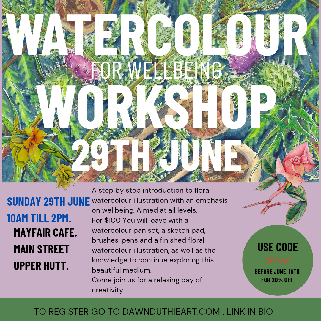 June 29th Watercolour florals for wellbeing workshop