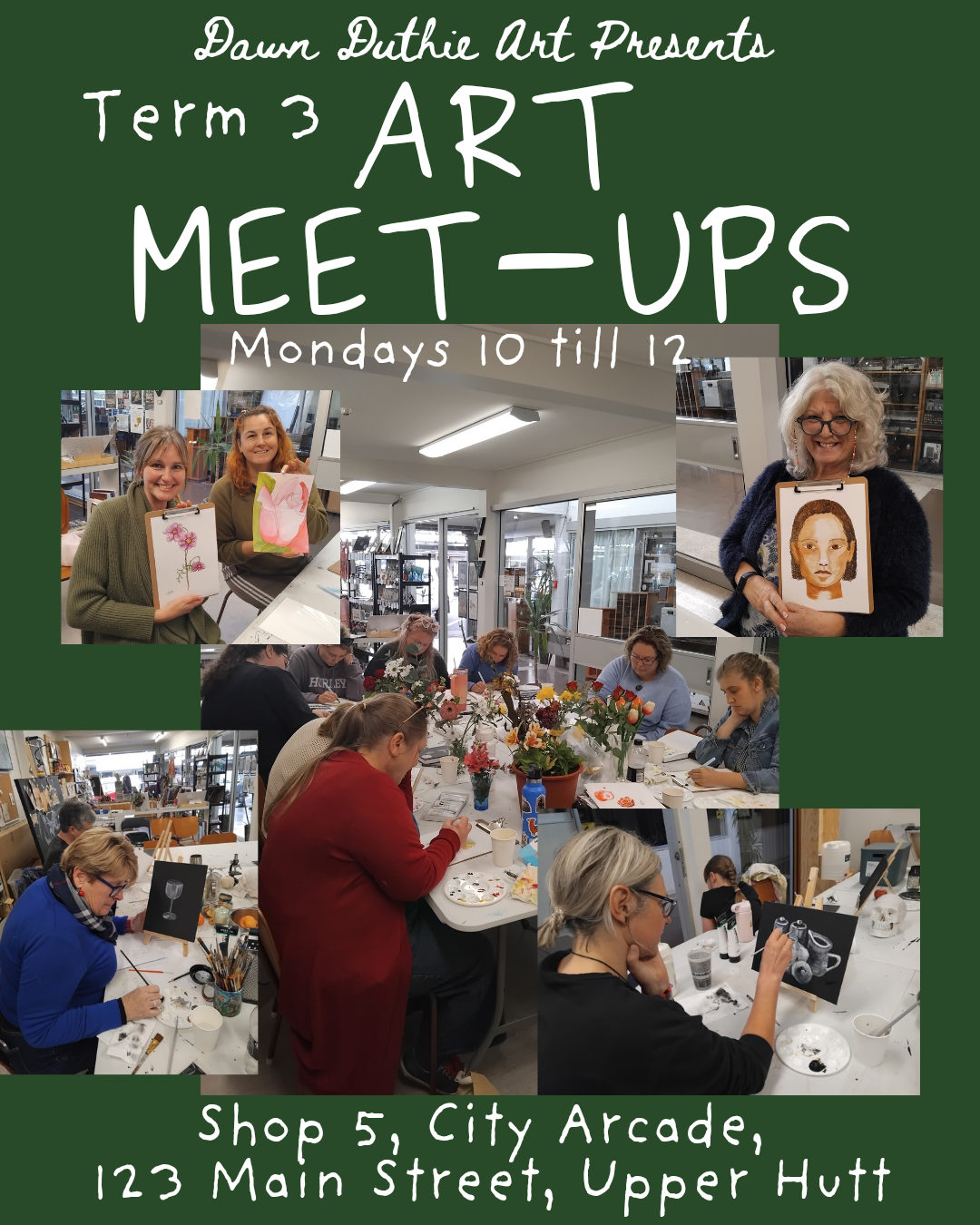 Term 3 Monday morning Art Meet-Up in Upper Hutt | Creative Community Sessions with Dawn Duthie